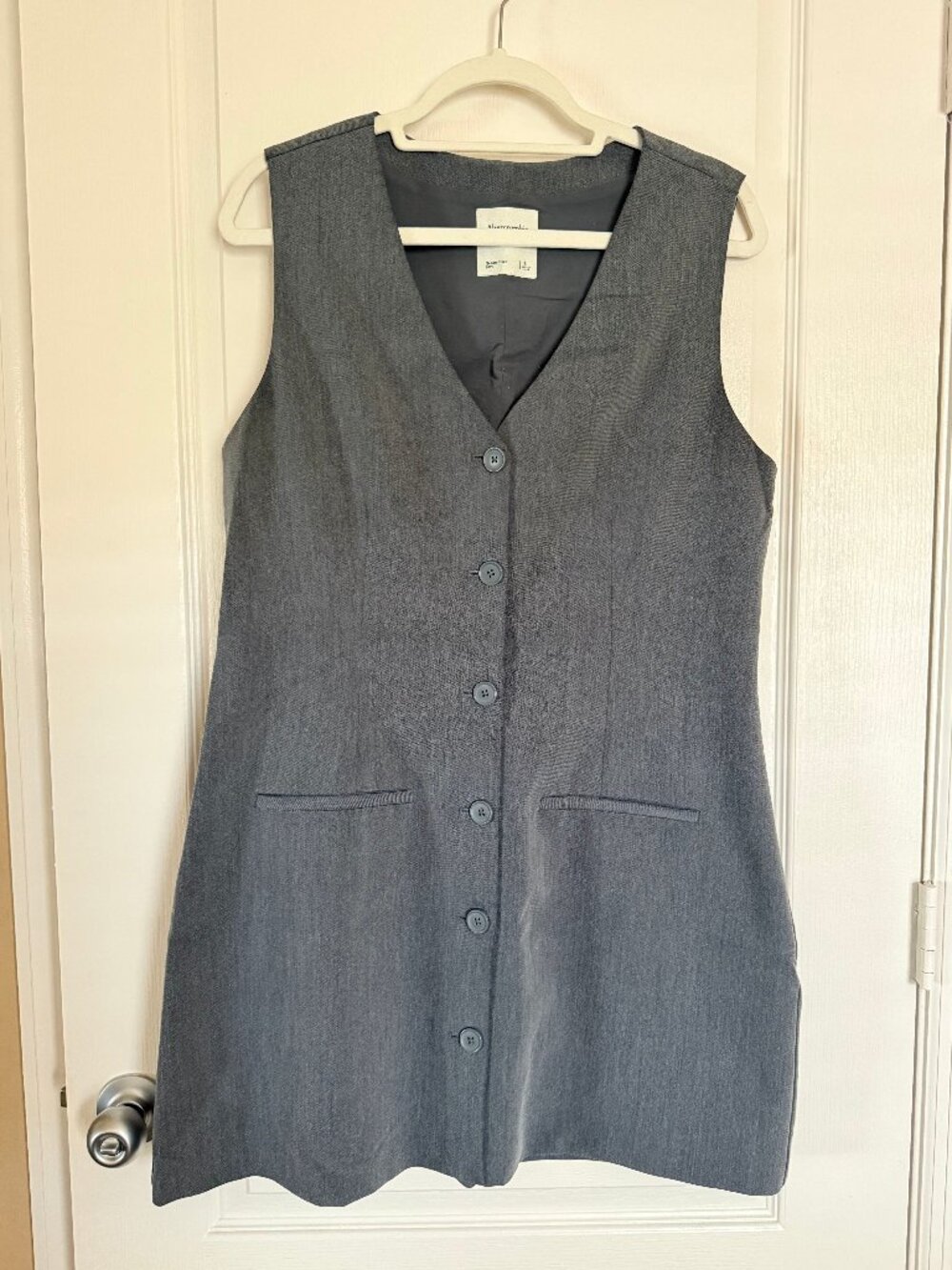 Abercrombie & Fitch Gray Suiting Tailored Button-Front Mini Dress — Size L